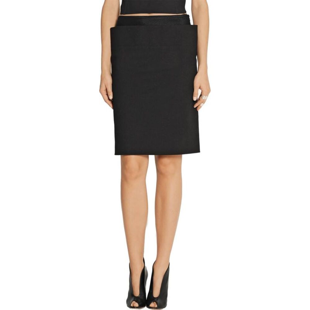 Maison Martin Margiela Womens Stretch-Cotton Drill Pencil Skirt US 4 /IT40 Black